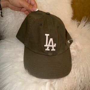 New Era Olive Green LA Baseball Cap with White Logo
